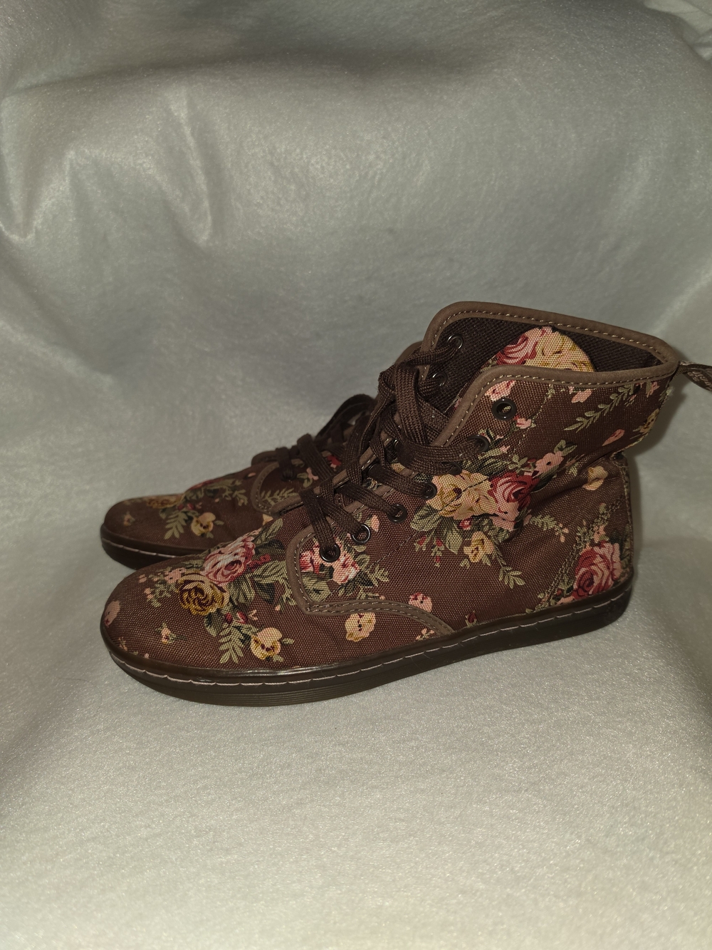 Dr. Martens Brown Floral Canvas Lace-Up Boots